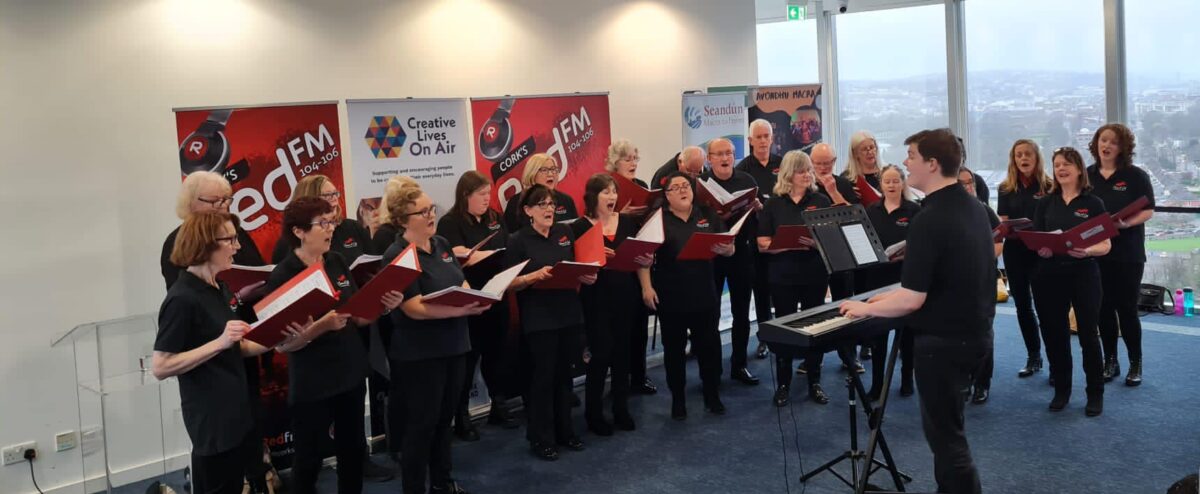 Voices of Cork Community Choir singing at Creative Lives On Air hosted by RedFM